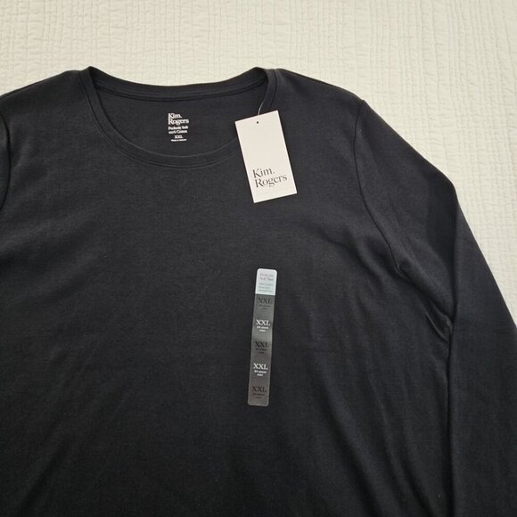 Kim Rogers Perfectly Soft Tee NEW Women's XXL Deep Black 3/4 Length Sleeve NWT - Picture 2 of 13
